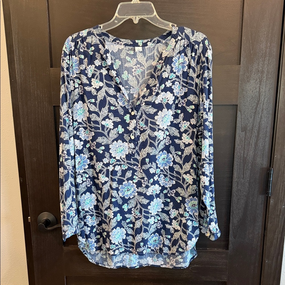 Old Navy Navy Blue Floral Tunic